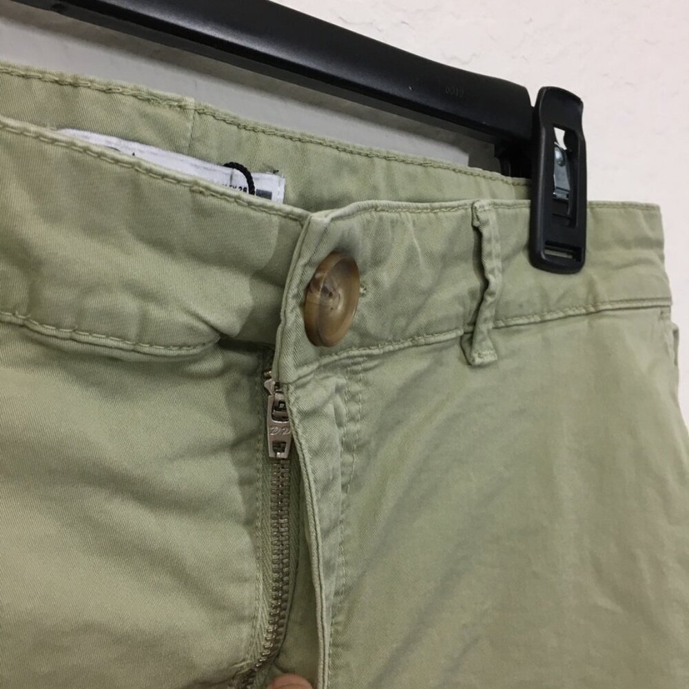 Zara Womens Chino Pants Size 6 Cuff Hem High-Rise Stretch 24.5 Inseam Green - Picture 4 of 15